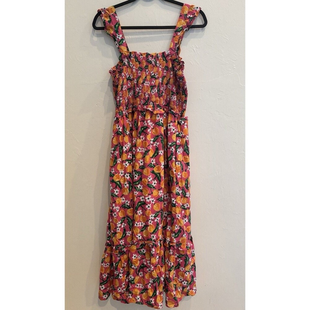 Draper James Smocked Flutter Sleeve Midi Tiered Dress Sz XL Southern Preppy - Picture 6 of 11